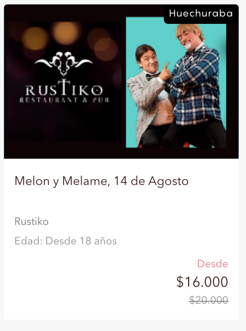 eventos - venta de tickets para standup